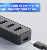 OLAF 4 in 1 USB 3.0 Hub for USB-C - Splitter Data Transfer Charger - Black