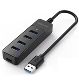 OLAF 4-in-1-USB-3.0-Hub – Splitter-Datenübertragungsladegerät – Schwarz