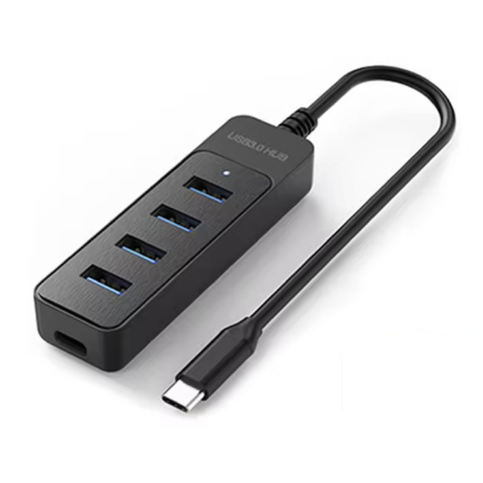 4 in 1 USB 3.0 Hub for USB-C - Splitter Data Transfer Charger - Black