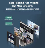 Firebat Notebook A16 — 16 cali — 16 GB RAM — 1 TB pamięci — Lekki komputer biznesowy