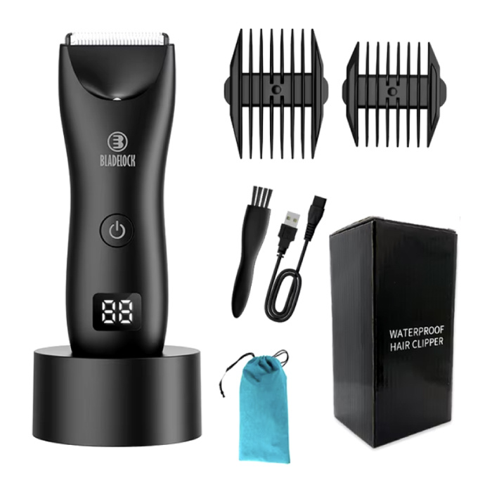 Tondeuse à cheveux électrique - Rasoir tondeuse à poils pubiens Machine à raser sans fil pour zones sensibles - Noir