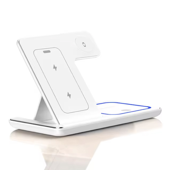 3 in 1 Wireless Qi Charging Station - Compatible with Apple iPhone / iWatch / AirPods - Charging Dock 30W Charger - White