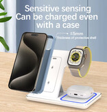 Stuff Certified® 3-in-1 kabellose Qi-Ladestation – kompatibel mit Apple iPhone/iWatch/AirPods – Ladestation 30 W Ladegerät – Weiß