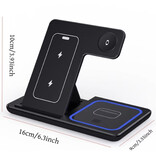 Stuff Certified® Estación de Carga Qi Inalámbrica 3 en 1 - Compatible con Apple iPhone / iWatch / AirPods - Base de Carga Cargador de 30W - Negro