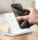 Stuff Certified® 3 in 1 Wireless Qi Charging Station - Compatible with Apple iPhone / iWatch / AirPods - Charging Dock 30W Charger - Black