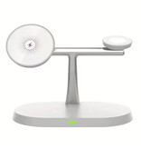 Alynic 3 in 1 Wireless Qi Charging Station - Compatible with Apple iPhone / iWatch / AirPods - Charging Dock 15W Charger - White