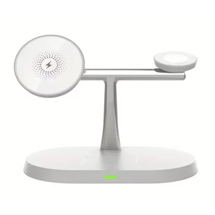 Stazione di ricarica wireless Qi 3 in 1 - Compatibile con Apple iPhone / iWatch / AirPods - Dock di ricarica Caricabatterie da 15 W - Bianco