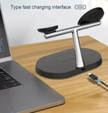 Alynic 3 in 1 Wireless Qi Charging Station - Compatible with Apple iPhone / iWatch / AirPods - Charging Dock 15W Charger - Black
