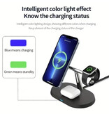 Alynic Bezprzewodowa stacja ładująca Qi 3 w 1 - Kompatybilna z Apple iPhone / iWatch / AirPods - Stacja ładująca Ładowarka 15 W - Czarna