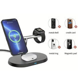 Alynic Bezprzewodowa stacja ładująca Qi 3 w 1 - Kompatybilna z Apple iPhone / iWatch / AirPods - Stacja ładująca Ładowarka 15 W - Czarna