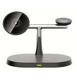 Alynic 3 in 1 Wireless Qi Charging Station - Compatible with Apple iPhone / iWatch / AirPods - Charging Dock 15W Charger - Black