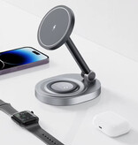 VIKEFON 3 in 1 Magnetisch Oplaadstation - Compatibel met Apple iPhone / iWatch / AirPods -  Charging Dock 15W Oplader - Zwart