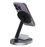 VIKEFON 3 in 1 Magnetisch Oplaadstation - Compatibel met Apple iPhone / iWatch / AirPods -  Charging Dock 15W Oplader - Zwart