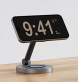 VIKEFON Estación de carga magnética 2 en 1 - Compatible con Apple iPhone / iWatch / AirPods - Base de carga Cargador de 15W - Negro