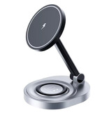 VIKEFON Magnetyczna stacja ładująca 2 w 1 - Kompatybilna z Apple iPhone / iWatch / AirPods - Stacja ładująca Ładowarka 15 W - Czarna