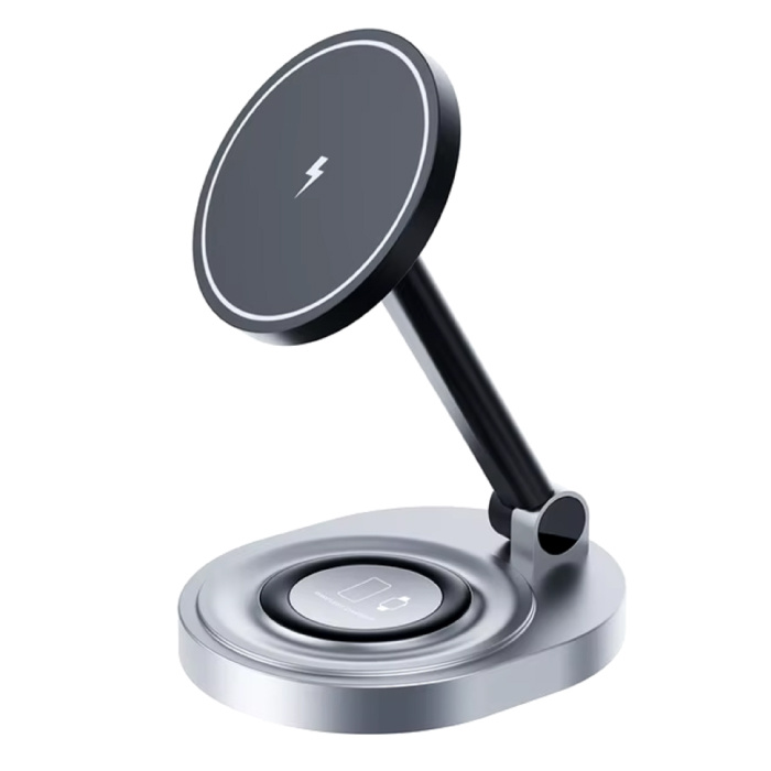 Estación de carga magnética 2 en 1 - Compatible con Apple iPhone / iWatch / AirPods - Base de carga Cargador de 15W - Negro