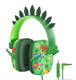 Qearfun Dino-Kopfhörer für Kinder – Dinosaurier-Headset-Kopfhörer für Kinder und Jungen – Grün