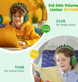 Qearfun Dino-Kopfhörer für Kinder – Dinosaurier-Headset-Kopfhörer für Kinder und Jungen – Grün