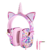 Qearfun Unicorn Headphones Kids - Unicorn Headset Headphones for Kids Girls - Pink
