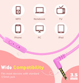 Qearfun Unicorn Headphones Kids - Unicorn Headset Headphones for Kids Girls - Pink