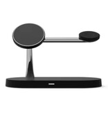 Stuff Certified® 3 in 1 Draadloos Qi Oplaadstation - Compatibel met Apple iPhone / iWatch / AirPods -  Charging Dock 15W Oplader Nachtlampje - Zwart