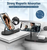 Stuff Certified® Stazione di ricarica wireless Qi 3 in 1 - Compatibile con Apple iPhone / iWatch / AirPods - Dock di ricarica Caricabatterie da 15 W Luce notturna - Bianco