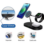 Stuff Certified® Stazione di ricarica wireless Qi 3 in 1 - Compatibile con Apple iPhone / iWatch / AirPods - Dock di ricarica Caricabatterie da 15 W Luce notturna - Bianco