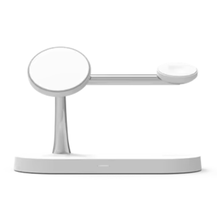 3 in 1 Wireless Qi Charging Station - Compatible with Apple iPhone / iWatch / AirPods - Charging Dock 15W Charger Night Light - White