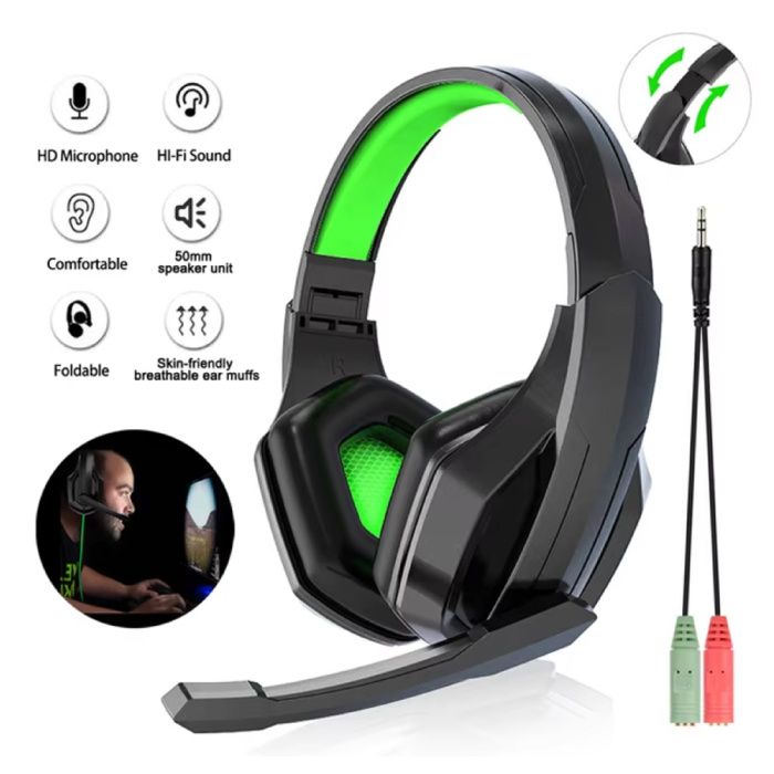 CUGUU Gaming Headphones - Noise Cancelling HiFi Over-ear Headset - Black