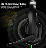 CUGUU Auriculares para juegos - Auriculares supraaurales HiFi con cancelación de ruido - Negro
