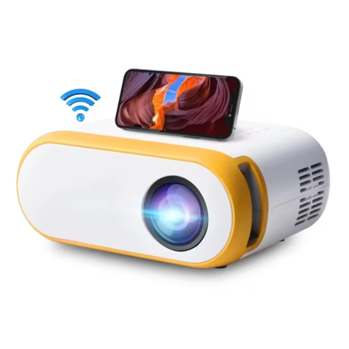 Mini proiettore Q11 - 200 ANSI Lumen - 720p - Lettore multimediale domestico con mirroring dello schermo - Giallo