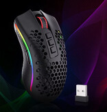 Redragon Storm Pro M808-KS Kabellose Gaming-Maus – 2,4 GHz RGB optisch ergonomisch programmierbar bis zu 16000 DPI – Schwarz