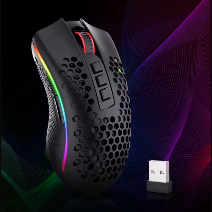 Redragon Souris de jeu sans fil Storm Pro M808-KS - Optique RVB 2,4 GHz ergonomique programmable jusqu'à 16 000 DPI - Noir