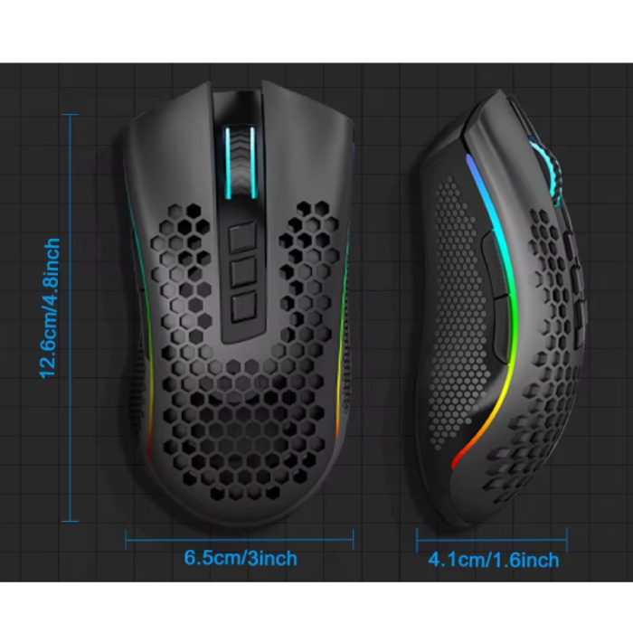 Redragon Souris de jeu sans fil Storm Pro M808-KS - Optique RVB 2,4 GHz ergonomique programmable jusqu'à 16 000 DPI - Noir