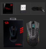 Redragon Bezprzewodowa mysz do gier Storm Pro M808-KS – optyczna RGB 2,4 GHz, ergonomiczna programowalna do 16000 DPI – czarna
