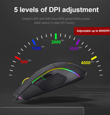 Redragon Ratón para juegos Lonewolf G105 - 8000 DPI - RGB óptico ergonómico programable - Negro