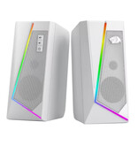 Redragon GS520 Desktop-Lautsprecherset – RGB 3,5-mm-AUX-Stereolautsprecher – Weiß