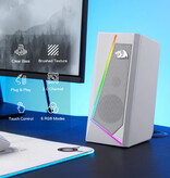 Redragon Juego de altavoces de escritorio GS520 - Altavoz estéreo AUX RGB de 3,5 mm - Rosa