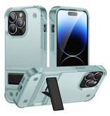 Huikai iPhone 16 Pro Max Armor Hoesje met Kickstand - Shockproof Cover Case - Lichtblauw