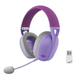 Redragon Auriculares para juegos H848 - Sonido envolvente 7.1 - Micrófono desmontable - Auriculares supraaurales - Púrpura
