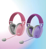 Redragon Auriculares para juegos H848 - Sonido envolvente 7.1 - Micrófono desmontable - Auriculares supraaurales - Rosa