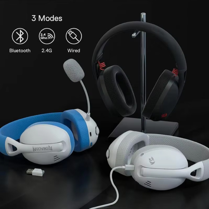 Redragon Casque de jeu H848 - Son Surround 7.1 - Microphone amovible - Casque supra-auriculaire - Rose