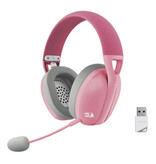 Redragon Auriculares para juegos H848 - Sonido envolvente 7.1 - Micrófono desmontable - Auriculares supraaurales - Rosa