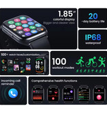 Haylou Montre intelligente Watch 2 Pro (LS02 Pro) - Moniteur cardiaque et d'oxygène - Montre de suivi d'activité sportive - Bracelet en silicone - Noir