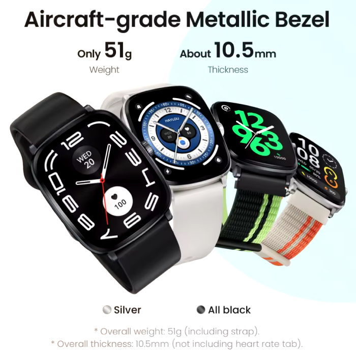 Haylou RS5 Smartwatch - Pantalla AMOLED HD de 2.01'' - Monitor cardíaco y de oxígeno - Reloj rastreador de actividad deportiva - Correa de silicona - Blanco