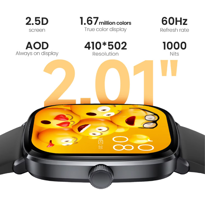 Haylou RS5 Smartwatch - Pantalla AMOLED HD de 2.01'' - Monitor cardíaco y de oxígeno - Reloj rastreador de actividad deportiva - Correa de silicona - Blanco