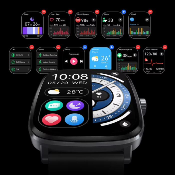 Haylou Smartwatch RS5 - Display AMOLED HD da 2,01'' - Monitor cardiaco e ossigeno - Orologio tracker attività sportiva - Cinturino in silicone - Bianco