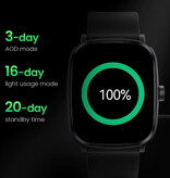 Haylou Smartwatch RS5 - Wyświetlacz AMOLED HD 2,01 cala - Monitor pracy serca i tlenu - Zegarek z monitorem aktywności sportowej - Pasek silikonowy - Biały