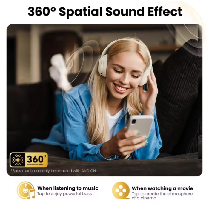 Haylou S30 Wireless Gaming Headset - Detachable Microphone - 40mm Driver - Over-ear Headphones - Black