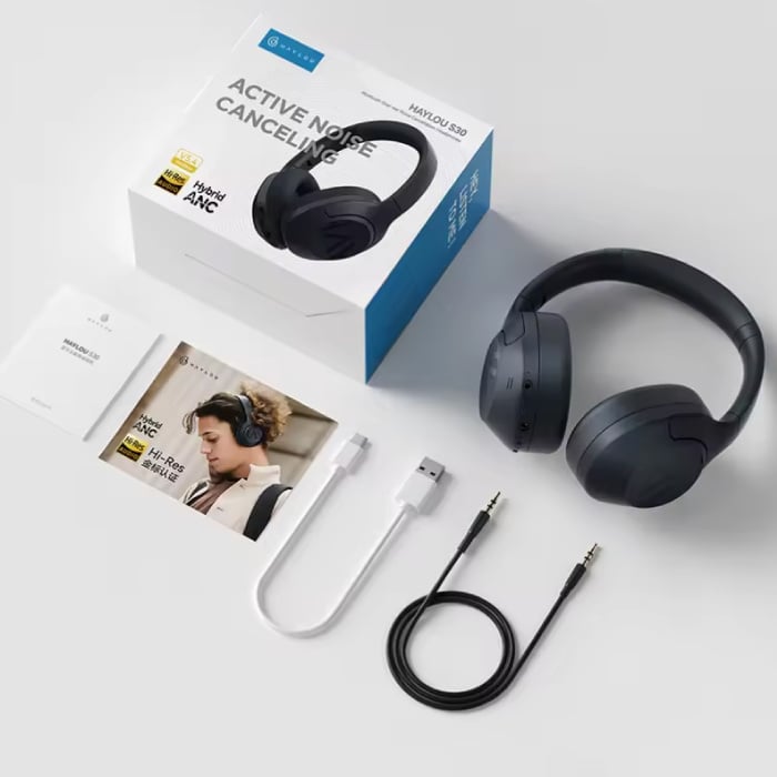 Haylou S30 Wireless Gaming Headset - Detachable Microphone - 40mm Driver - Over-ear Headphones - Black